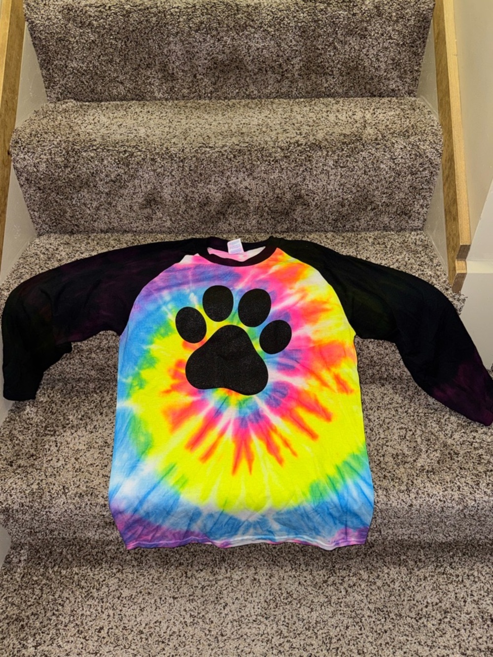 Tye Dye Dog Paw 3/4 Sleeve Tee